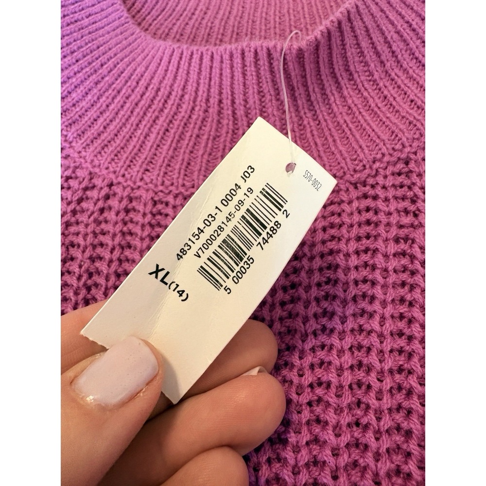 NWT 🪻Old Navy Purple Cable Knit Mock Neck Sweater Long Sleeve Sz youth XL-14💜 - Picture 3 of 7